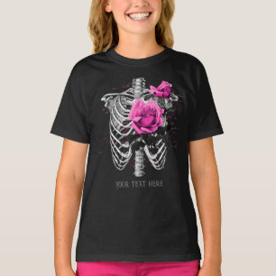 T-shirt Rose gothique vintage rose personnalisée squelette