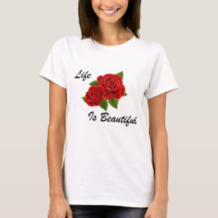 T-shirt Rose, inspirante, blanc, rouge, impression, joli,