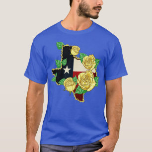 T-shirt Rose Jaune Du Texas Drapeau Fier Texan American Pa