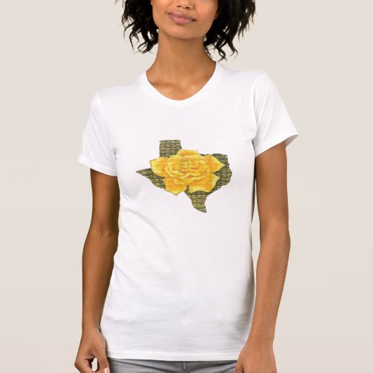 T-shirt Rose Jaune Du Texas Motif Flower (Devant)