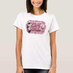 T-shirt Rose ludique LE VIN ET LES CHATS ME RENDENT HEUREU