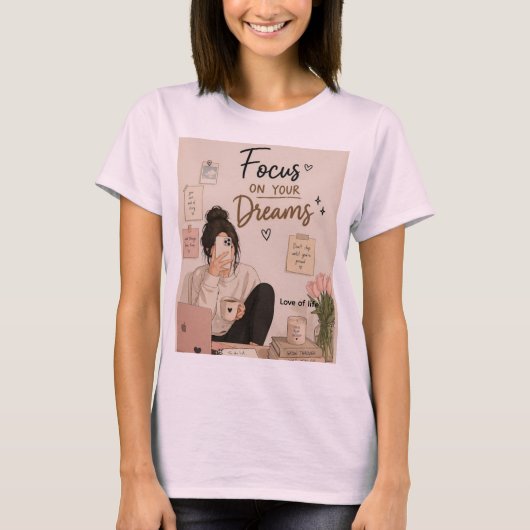 T-shirt rose mignon pour filles (Devant)