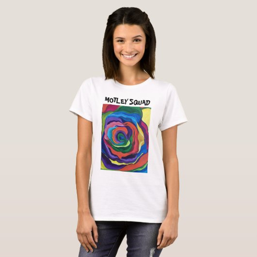 T-shirt Rose multicolore avec identité descriptive (Devant entier)