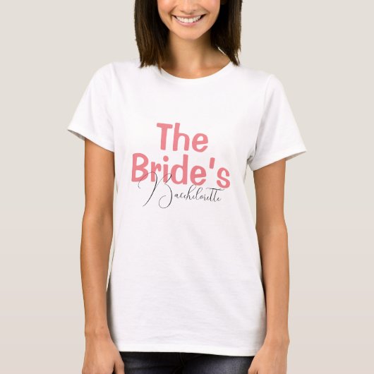 T-shirt Rose, nom et premier bachelorette (Devant)