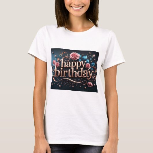T-shirt Rose or anniversaire luxueux élégant extravagant (Devant)
