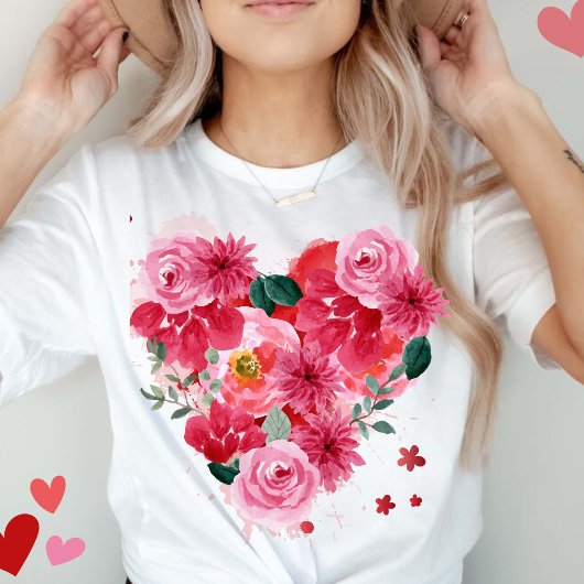 T-shirt Rose or Coeur Amour Valentines jour Femmes