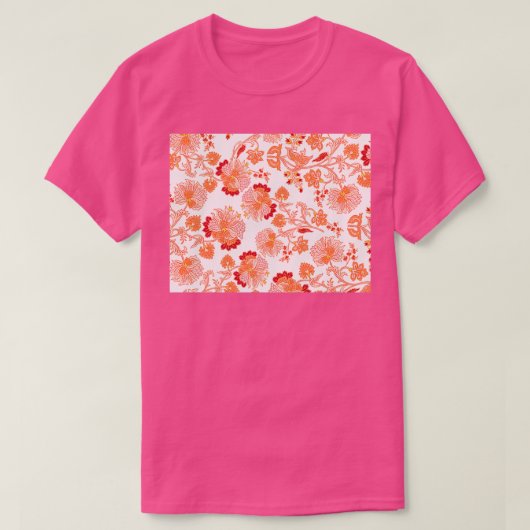 T-shirt rose orange et rouge belle fleur design motif (Design devant)