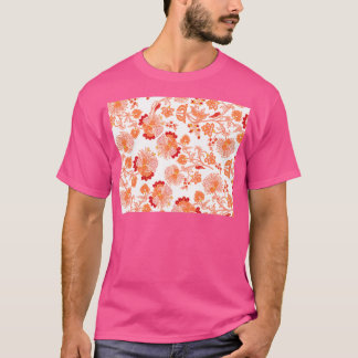 T-shirt rose orange et rouge belle fleur design motif