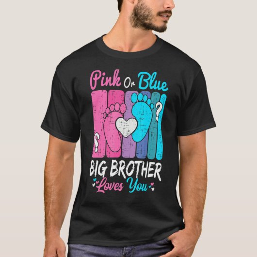 T-shirt Rose Ou Bleu Big Brother Vous Aime Genre Révéler P (Devant)
