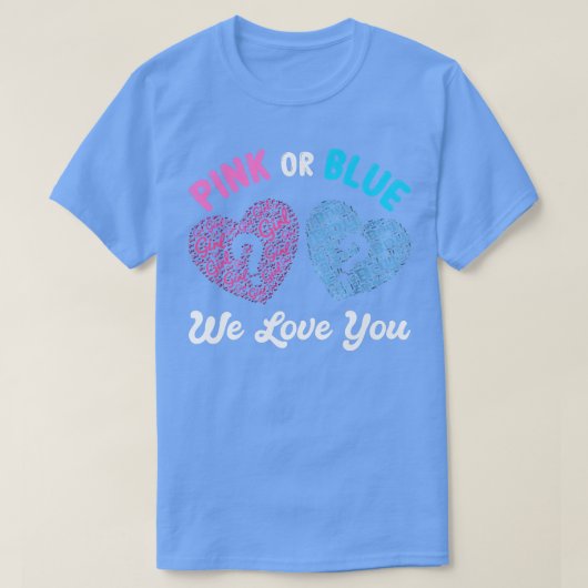 T-shirt Rose Ou Bleu Garçon Ou Fille Nous Vous Aimons Révé (Design devant)
