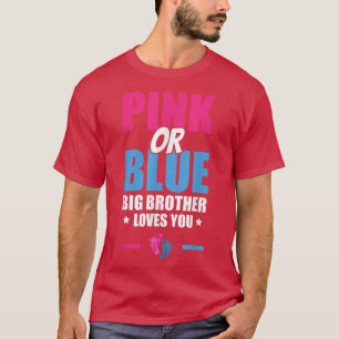 T-shirt Rose ou bleu, grand frère t'aime bébé révélation d