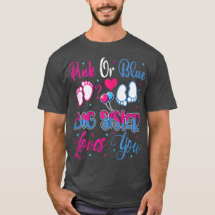 T-shirt Rose ou Bleu Grande Soeur vous aime Bébé Genre Rév