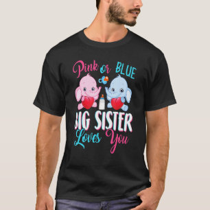 T-shirt Rose Ou Bleu Grande Soeur Vous Aime Eléphants Bébé