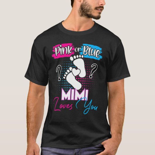 T-shirt Rose ou bleu Mimi vous aime Grossesse Genre Revea (Devant)