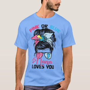 T-shirt Rose ou bleu Nana vous aime Messy Bun Genre Revea