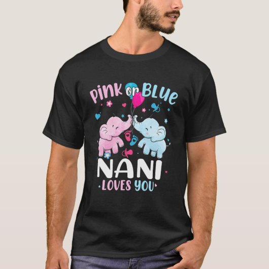 T-shirt Rose Ou Bleu Nani Vous Aime Genre Révéler Éléphant (Devant)