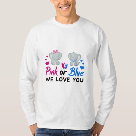 T-shirt Rose ou bleu Nous t'aimons Maman Papa Bébé Genre R (Devant)