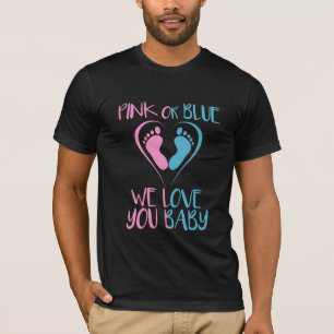 T-shirt Rose Ou Bleu Nous Vous Aimons Bébé Genre Révéler C