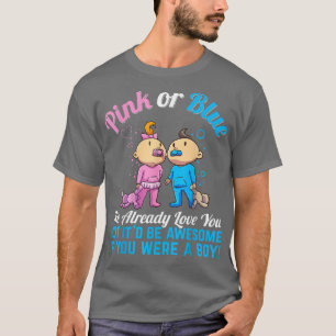 T-shirt Rose ou Bleu Nous vous aimons Déjà Genre Reveal Ba