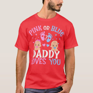T-shirt Rose Ou Bleu Sexe Révéler Papa Vous Aime