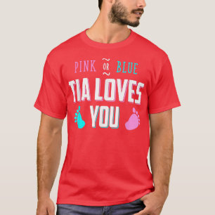 T-shirt Rose Ou Bleu Tia Vous Aime Bébé Genre Révélation