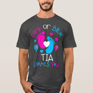 T-shirt Rose Ou Bleu Tia Vous Aime Bébé Genre Révélation