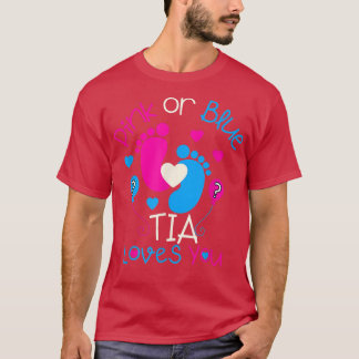 T-shirt Rose Ou Bleu Tia Vous Aime Bébé Genre Révéler Gif