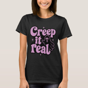 T-shirt Rose Pâle Fantôme Mignon Kawaii Creep It Real