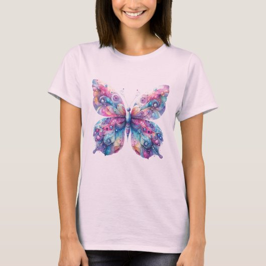 T-Shirt rose Papillon (Devant)