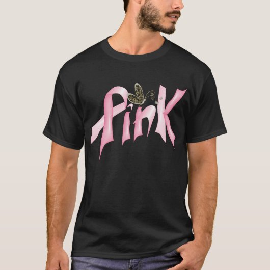 T-shirt rose Papillon Cancer du sein (Devant)