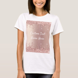 T-shirt rose Parties scintillant or avec votre nom