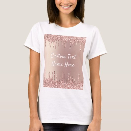 T-shirt rose Parties scintillant or avec votre nom (Devant)