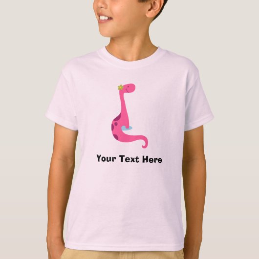 T-shirt rose personnalisé de dinosaure (Devant)