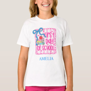 T-shirt rose personnalisé pour le premier jour de