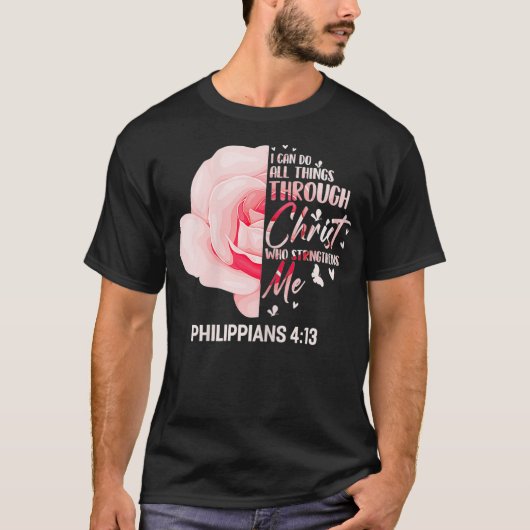 T-shirt Rose Philippiens 4 13 Bible chrétienne Verse rose (Devant)