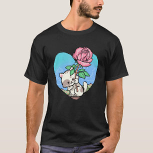 T-shirt Rose Purr You Chat Saint-Valentin Kitty Chat Chat