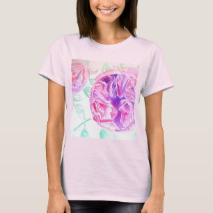 T-shirt Rose rose Aquarelle fleurs florales Rose T Chemise