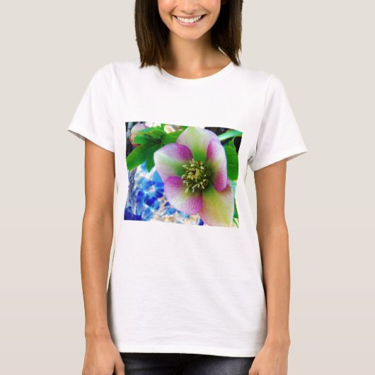 T-shirt Rose rose carême bleu boule de verre (Devant)