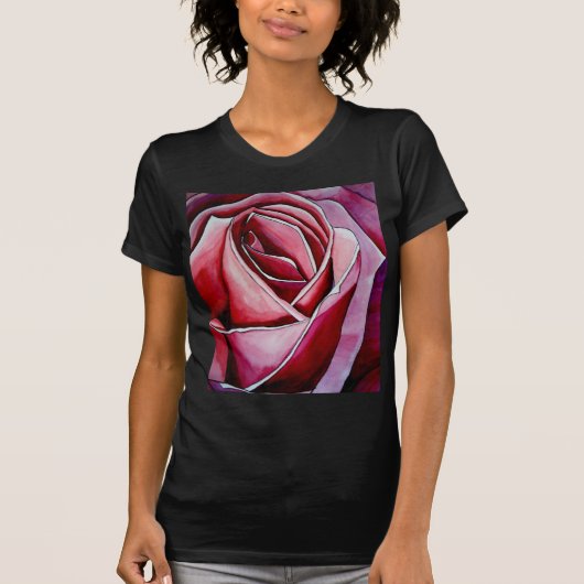 T-shirt Rose Rose macro fleurs aquarelle art abstrait (Devant)
