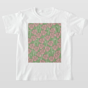 T-shirt Rose rose verte Retro Y2K les années 70 Motif de f
