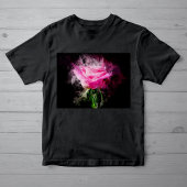 T-shirt Rose roseau aquarelle sur fond noir
