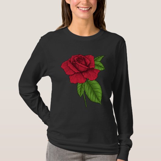 T-shirt Rose rouge 2 (Devant)