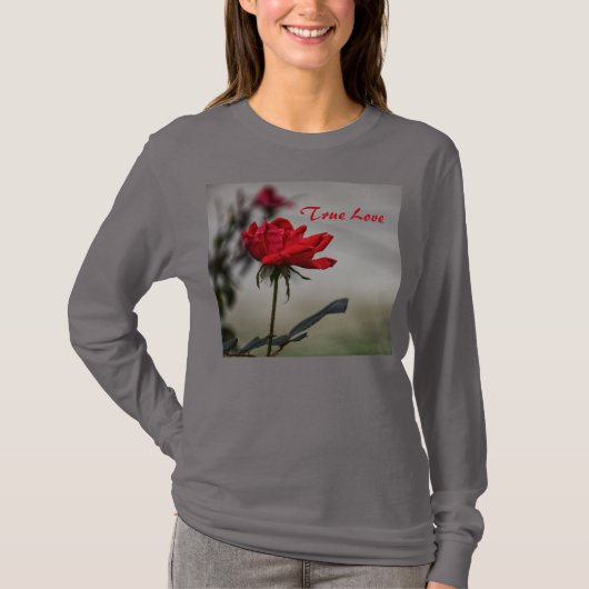 T-shirt Rose rouge classique Véritable amour Floral (Devant)