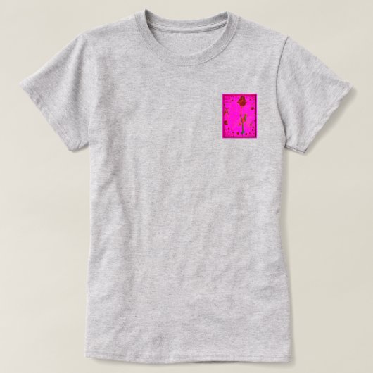 T-Shirt Rose Rouge Fractale (Design devant)