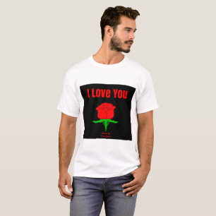T-shirt Rose rouge I Love You Homme Blanc Basique T Chemis