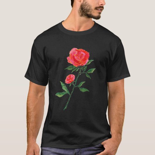 T-shirt Rose rouge noir (Devant)