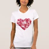 T-shirt Rose rouge pétales Floral Amour (Devant)