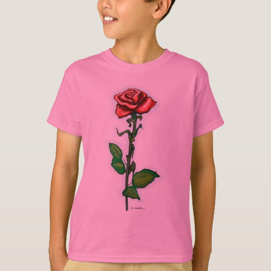 T-shirt Rose rouge simple (Devant)