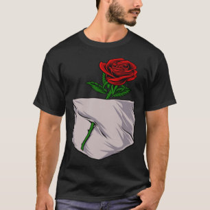 T-shirt Rose Rouge Stylish Cute Poche Pour Hommes Et Femme