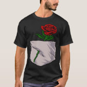 T-shirt Rose Rouge Stylish Cute Poche Pour Hommes Et Femme (Devant)